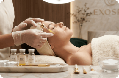 Practitioner applying PRF treatment to a patient’s face